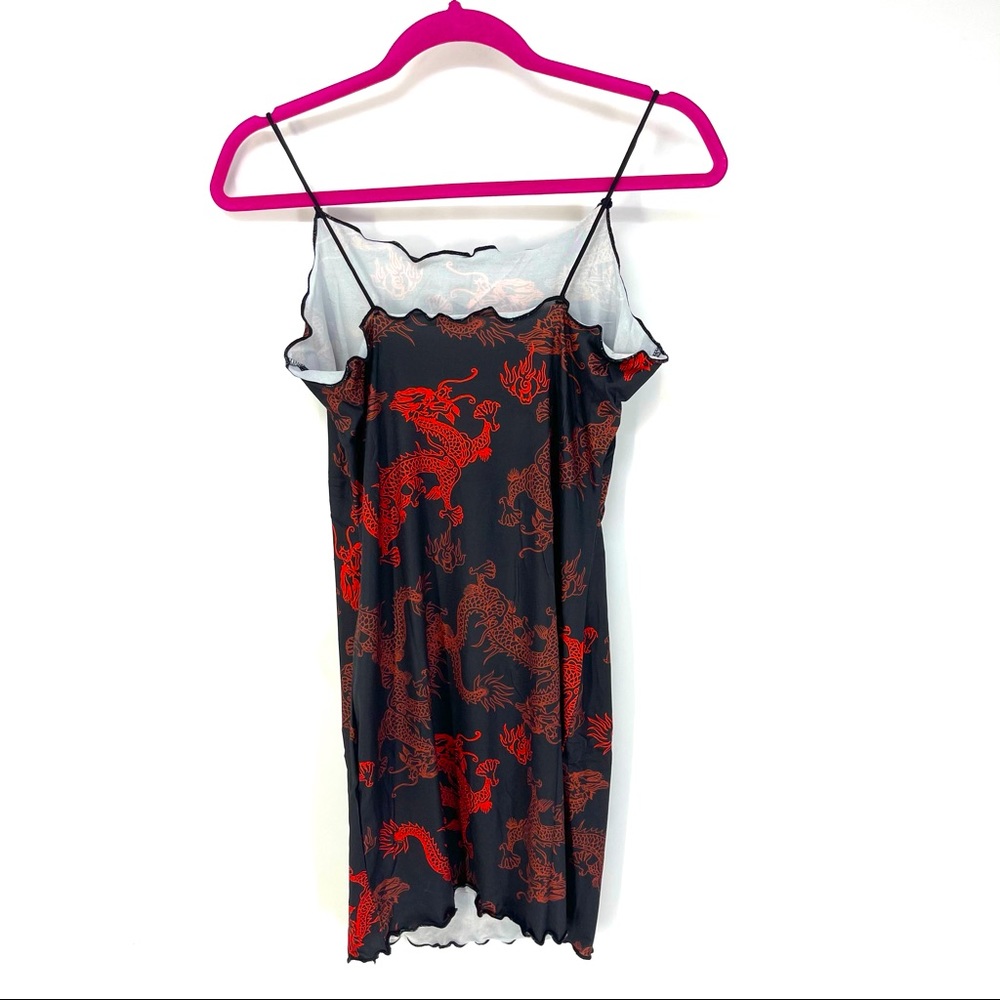 Medium Chinese Dragon Print Lettuce Trim Dress - Picture 4 of 6